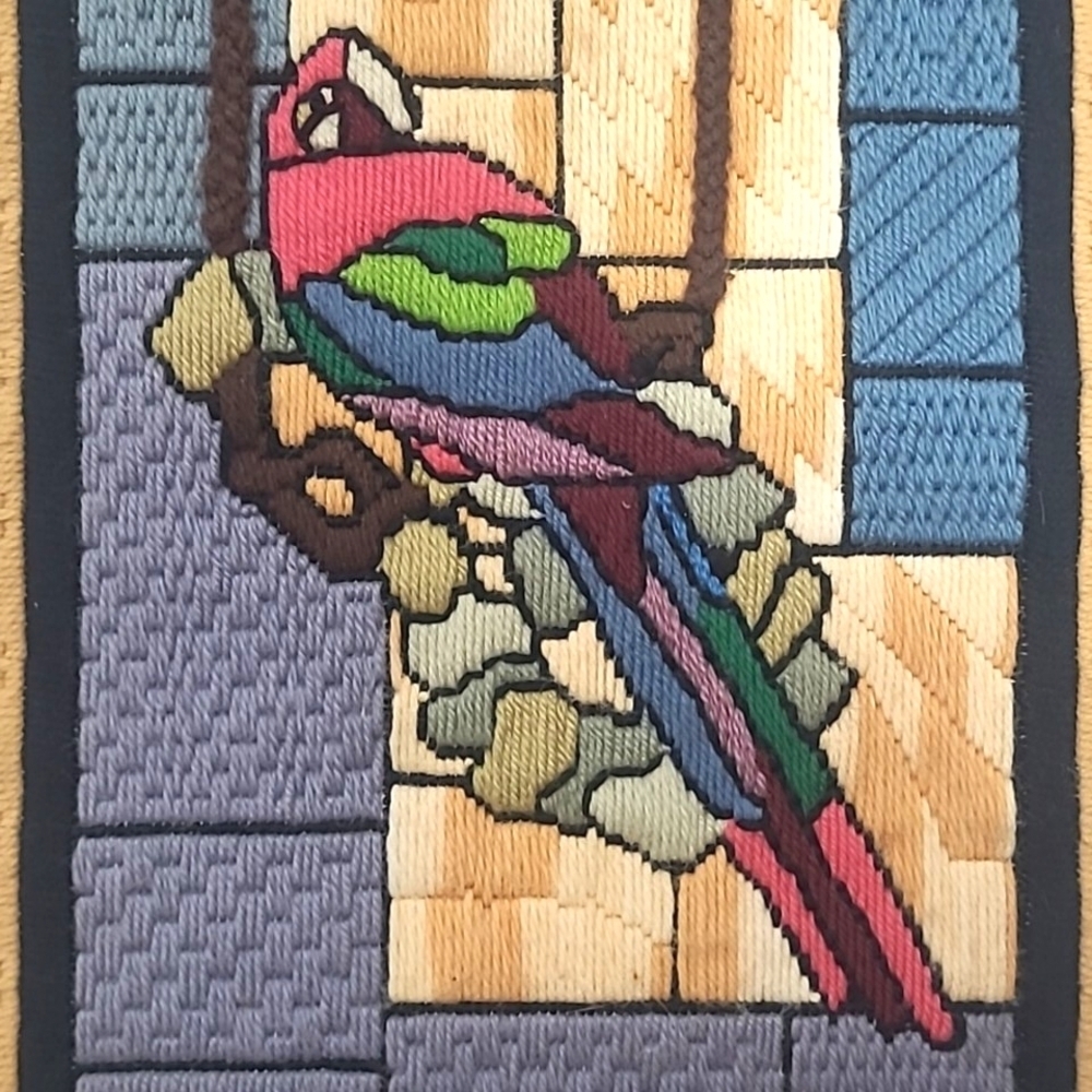 Parrot Tapestry Wall Hanging Blue Yellow Pink Pet Bird